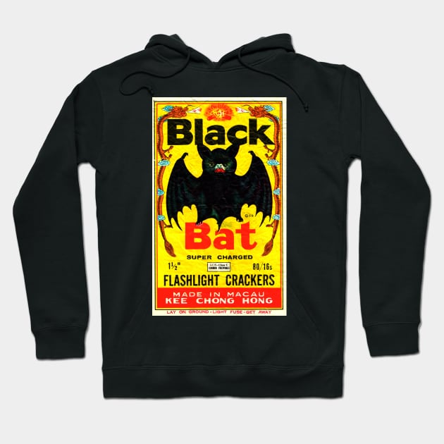 Black Bat Vintage Firecrackers Hoodie by chilangopride